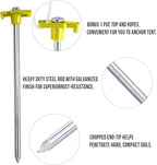 ABCCANOPY 8 Inch Tent Stakes 10 Pcs Non-Rust Metal Ground Anchors, Heavy Duty Spikes with 4 Ropes for Outdoor Camping, Yellow