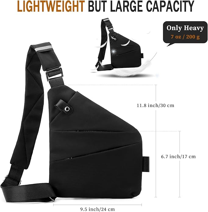 Anti Theft Crossbody Travel Bag for Women Men,Multi-pocket Crossbody Bag,Slim Sling Bag with Adjustable Strap