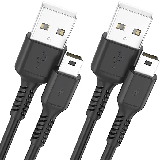 3ft Mini USB cable, 2 Pack USB 2.0 to mini b charger cord USB type A male Fast Charging cable Compatible with PS3 Controller, MP3 Player, Digital Camera, GPS Receiver, Dash Cam, Garmin GPS, Hero 3+
