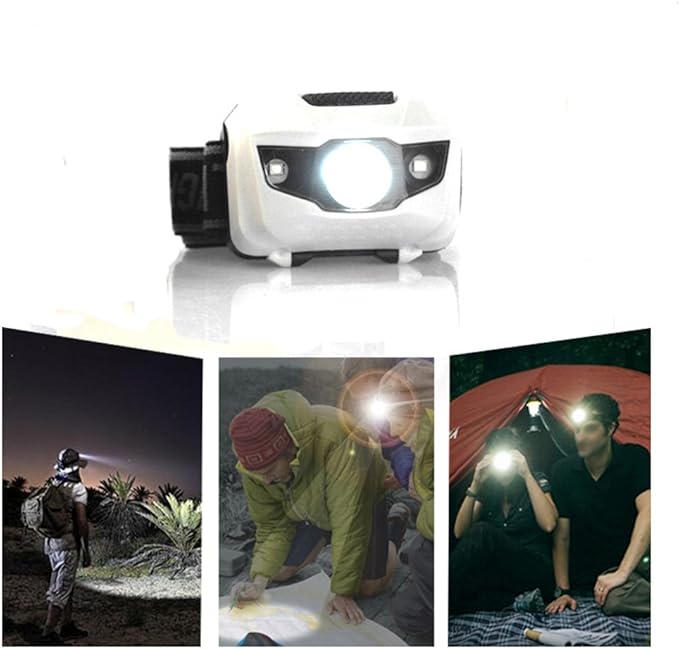 HappyOrange 4-Pack Waterproof LED Headlamp (White and Red Lights), 4 Light Modes Lightweight Headlight for Running, Hiking, Hunting, Fishing, Camping