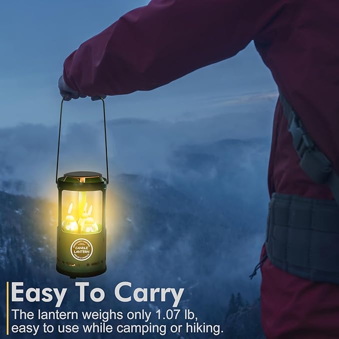Candle Lantern, Camping Gear for Campers and Emergency Use, Without Candles (Upgrade Green)