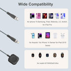 2025 Upgraded 3 in 2 Travel Charger for Apple Watch & iPhone - USB C/Magnetic Wireless Fast Charging Cable, Compatible with iWatch Ultra 2/SE/10-1, iPhone 16/15, Galaxy S24 (Portable 6FT)
