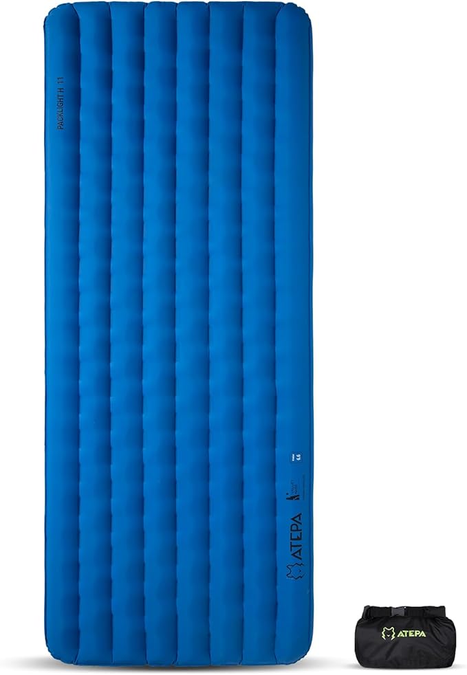ATEPA ThermAir Pro Backpacking Sleeping Pad, 6.6 R-Value Insulated Ultralight Inflatable Sleeping Pad Folding Camping Pad with 7 Layers & Storage Bag for Camping Backpacking, Wide Long Size (78"x27")
