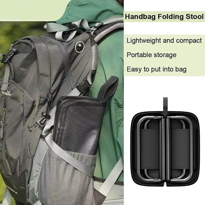 Folding Camping Stools, Portable Collapsible Fishing Stool, Lightweight Compact Foldable Chair for Outdoor Hiking Travel Picnic (Khaki)