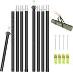 KOMCLUB Tarp Poles Telescoping Tent Poles Replacement Canopy Adjustable Aluminum Rods Camping Accessories Heavy Duty Pole Thicker Lightweight for Hiking Awning Backpacking+Tent Stakes+Reflective Ropes