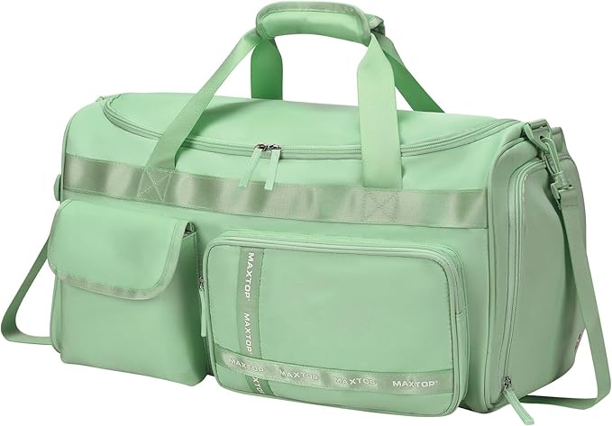 MAXTOP Gym Bag for Women Men Travel Duffle Bag Large Capacity Carry On Weekender Overnight Bag With Shoe Compartment Gym Tote Dry Wet Separation Duffel Bag for Travel