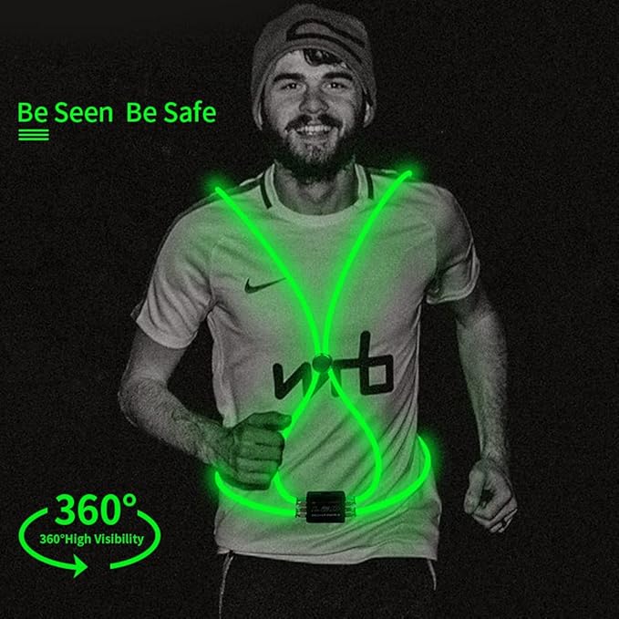 LED Reflective Vest Rechargeable Running Light for Runners High Visibility Safety Vest for Running,Cycling or Walking
