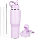 32oz Insulated Water Bottle, Fit in Any Car Cup Holder, Water Bottle with Straw Lids, Stainless Steel Insulated Water Flask Double Wall Leak-proof BPA Free to Keep Cold&Hot