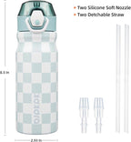 BJPKPK Stainless Steel Insulated Water Bottle With Straw Lid 18oz Reusable Metal Thermo Bottles Keep Cold And Hot,Plaid