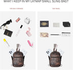 3L SMALL Sling Bag Fanny Packs For Women Men Mini Crossbody Chest Belt Travel Bag Purse Handbag Faux Leather Fashion Cute Coffee Color