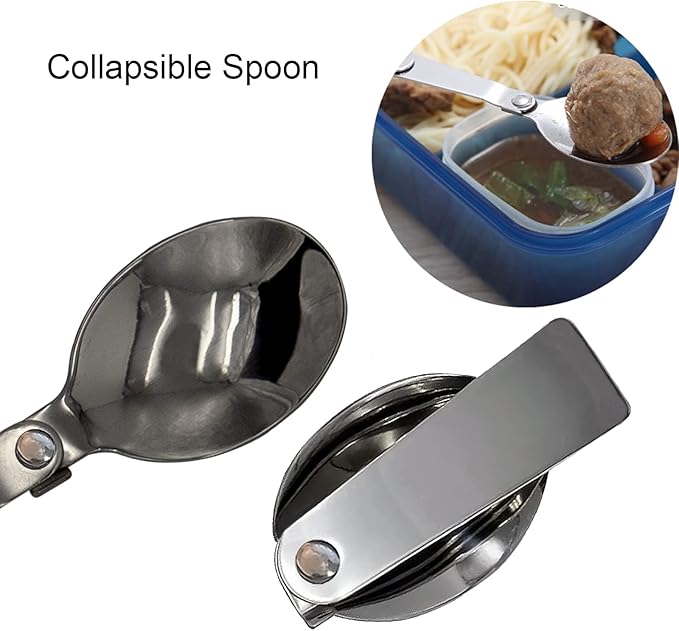 Acantha Foldable Fork and Spoon Set, Portable Folding Spoon and Fork Set with Two Plastic Storage Cases for Travel Camping Outdoors Picnic