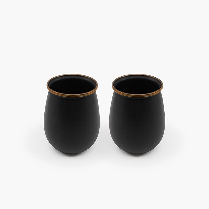 Barebones Enamel Tumblers Set of 2 - Vintage-inspired Design - Durable and Suitable for Outdoor Picnics or Camping (16 Oz, Charcoal)