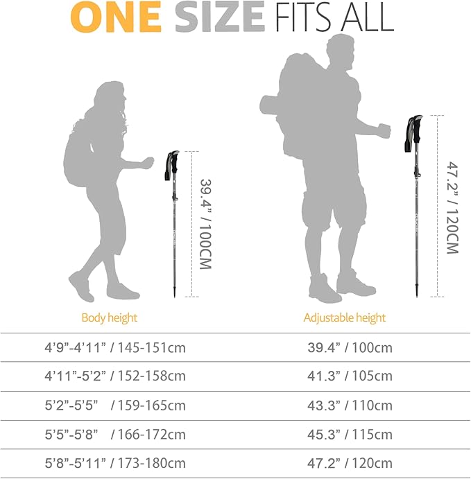 Covacure Trekking Poles Collapsible Hiking Poles - Aluminum Alloy 7075 Trekking Sticks with Quick Lock System, Telescopic, Collapsible, Ultralight for Hiking, Camping