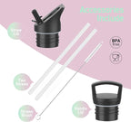 Stainless Steel Double Wall Water Bottles, Vacuum Insulated Bottle With Straw Lid, Insulated Water Bottle Keeps Water Cold for 24 Hours, Hot for 12 Hours, Hiking, Sports