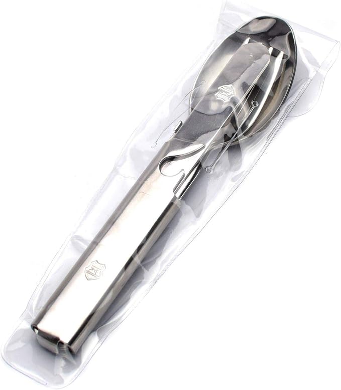 Original Hungarian army cutlery set 4 pieces. Eating utensils military issue spoon fork knife kit flatware multi-tool Camping bottle can opener stainless steel NEW