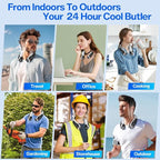 Portable Neck Fan Rechargeable: Free Hands Extra-long Battery Life 6000mAh Strong Air Volume Fast Cooling for Outdoor Enthusiasts - Travel Hiking Climbing (Black)