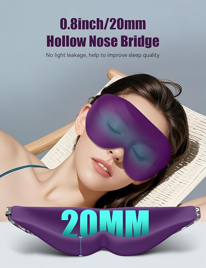 Sleep Mask for Side Sleeper Women Men, EVA BELLE Eye Mask for Sleeping Light Blocking, 3D Sleeping Mask Blackout, Soft Breathable Eye Shade Cover with Adjustable Elastic Strap for Travel Home Nap Rest