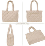 Puffer Tote Bag for Women, Quilted Bag with Zipper, Small Tote HandBags for Work, Travel