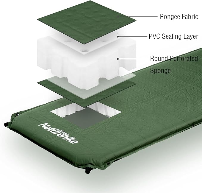 Naturehike Foam Self Inflating Sleeping Pad, 2 inch Thick Sleeping Pad for Camping, Durable Camping Mattress Connectable with Multiple, Lightweight Sleeping Mats for Backpacking, Tent, Hammock, Hiking