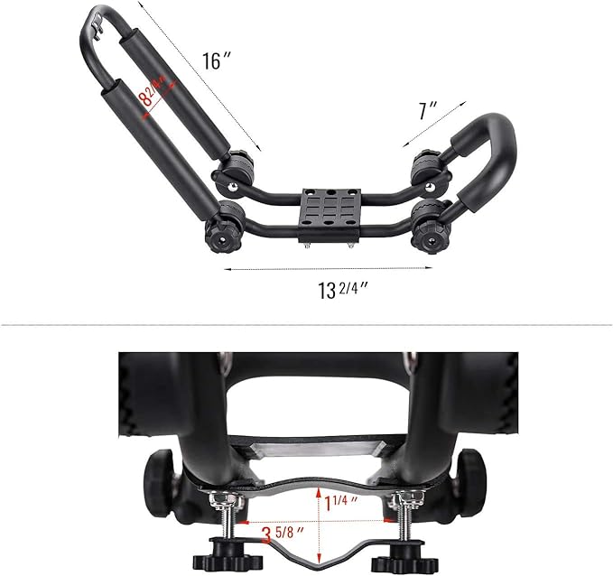 2 Pairs Fold Down J Bar Kayak Rack Designed mounts to virtually All crossbars and Load Bars Double Folding J Bar Car Roof Carrier for Kayak Canoe Surf Board and SUP Paddle Boat