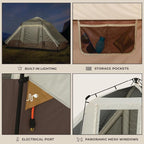 CORE Instant Cabin Tent with LED Lights | Large Family Lighted Pop Up Tent with Carry Bag for Camping, Glamping, and Backyard Adventures | Included Storage Pockets for Camp Accessories