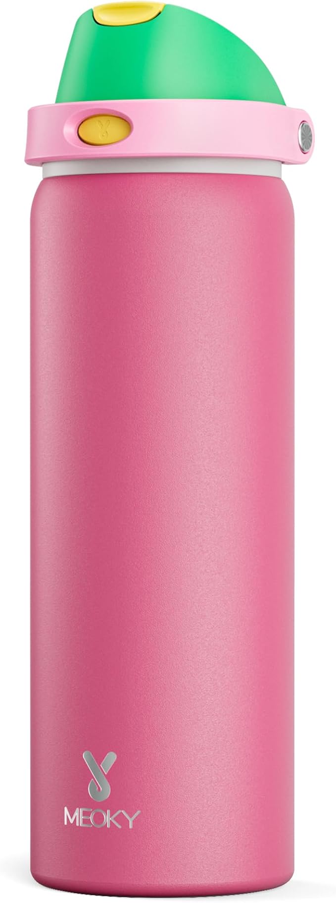 32 oz Insulated Water Bottle for Women: Meoky Stainless Steel Water Bottle with 2-in-1 Straw and Spout Lid - Leak Proof, Cold for 24 Hours, Protective Silicone Base, BPA-Free for Sports Gym, Ruby