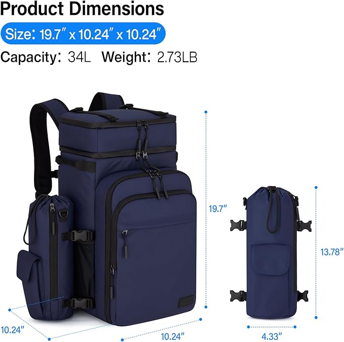 Backpack Cooler, 40 Cans Soft Leak Proof Picnic Backpack, Hanke Portable 2 Insulated Compartments Cooler Backpack Water Resistant for Lunch Beach Travel Camping Picnic Hiking (Blue)