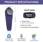 Down Sleeping Bag for Adults 0°F 10°F 15°F 20°F Backpacking Sleeping Bag for Cold Weather with Compression Sack