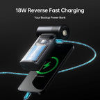 JISULIFE Portable Handheld Fan Ultra2, 9000mAh Max 25 Hrs, 5 IN 1, 100 Speed Turbo Fan Rechargeable 18W Power Bank with Flashlight, Metal Shell Multi-Function Travel Essentials Gifts for Men-Grey