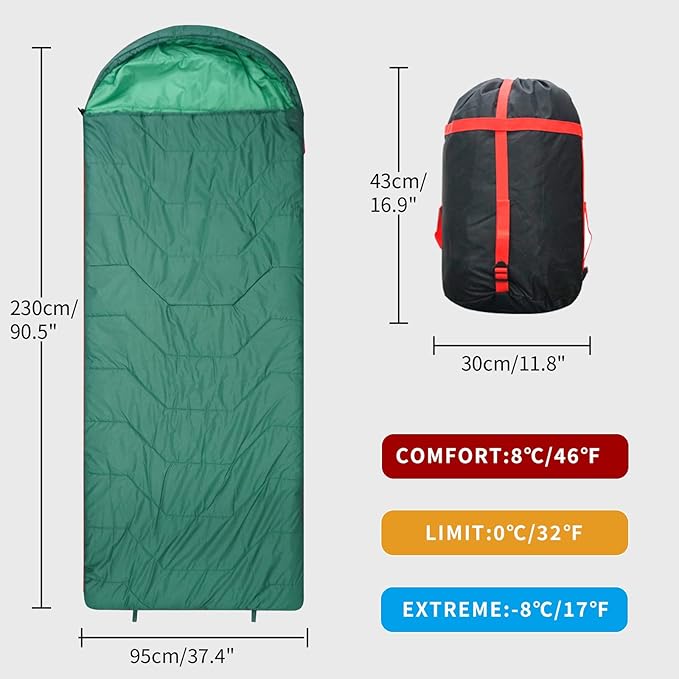 Jumbo Sleeping Bag for Adult&Kids,Cold&Warm Weather with Compression Sack and Water Resistant for Family Camping,Travel and Car Camping