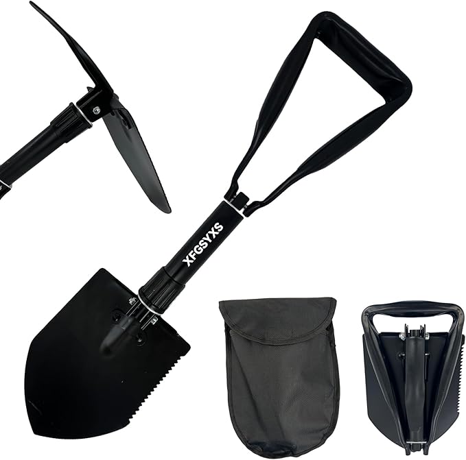 Mini Folding Camping Shovel, Lightweight Portable Small Tactical Survival Shovel, High Carbon Steel Military Shovel Entrenching Tool for Outdoor, Hiking, Digging, Backpacking, Car Emergency, Off Road