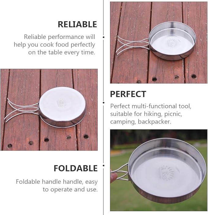 VANZACK Outdoor Pan Camping Cooking Pot Backpacking Cookware Outdoor Cookware Cooking Pan Camp Bbq Frying Portable Cutlery Cooking Utensil Non-stick Portable