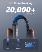 SUNGUY 10Gbps Android Auto USB C Cable 1.5FT, 5-Pack 3A USB 3.1 Gen 2 Fast Charge & Data Transfer USB C CarPlay Cable, for iPhone 17/16/15 Pro Max, Samsung T7, Galaxy S23 S22 Ultra Note 20, SSD