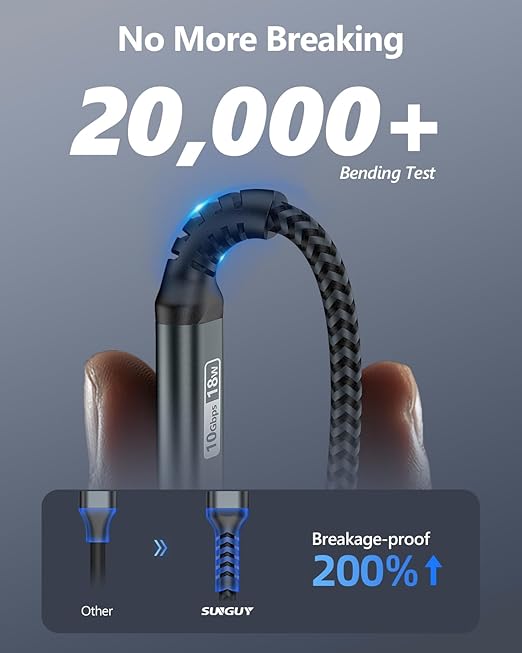 SUNGUY 10Gbps Android Auto USB C Cable 1.5FT, 5-Pack 3A USB 3.1 Gen 2 Fast Charge & Data Transfer USB C CarPlay Cable, for iPhone 17/16/15 Pro Max, Samsung T7, Galaxy S23 S22 Ultra Note 20, SSD