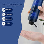 LISAPACK 8.3oz Travel Bottles with Flip Cap (4 Pcs) Empty Dispenser Container for Travel Size Cosmetics (250ml, Blue)