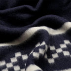 Thick Alpaca Wool Blanket Heavyweight Camping Outdoors Indoors Soft Peru King Size New Ethnic Design (Navy Blue/Ivory, King Size)