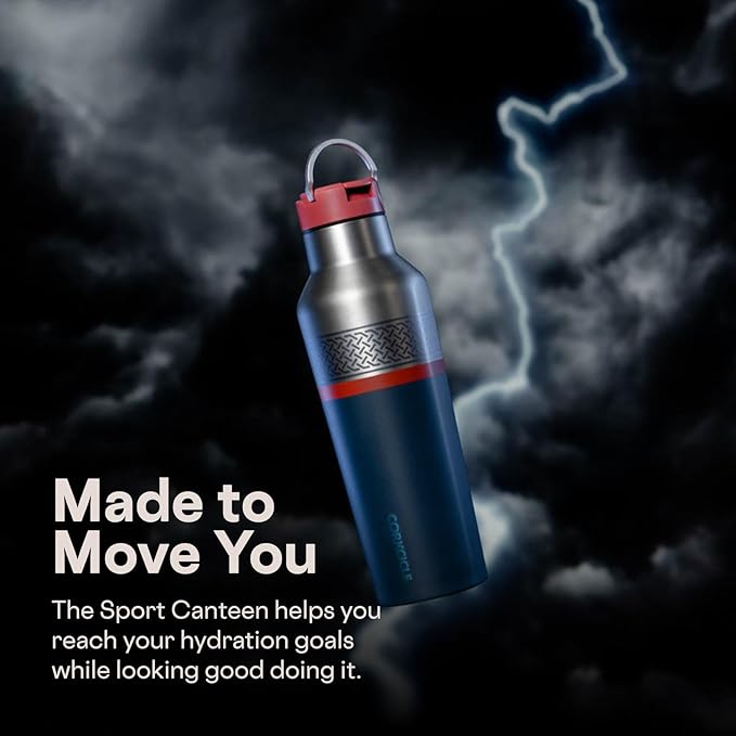 Corkcicle Marvel Sport Canteen - Triple-Insulated Stainless Steel Water Bottle - Straw Cap & Folding Metal Handle - Summer Drinkware Gift - Keeps Drinks Ice Cold - Thor - 20 oz