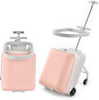 Kids Ride On Suitcase 20” Ride On Luggage with Expandable Zipper & Wheel Brake Ergonomic Seat & 110 Lbs Weight Capacity for Kids 3+ Pink
