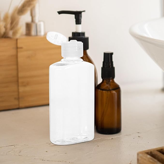 OUNONA 5pcs 100ml Refillable Travel Squeeze Bottles with Flip Cap, Plastic Lotion and Shampoo Containers for Travel Toiletries