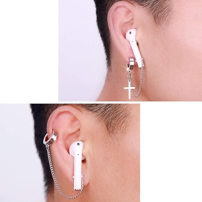 ZOSTLAND 1 Pair Creative Earphone Anti Lost Sports Earring Clip Earclip Strap Wireless Earhook Earbud Ear Bud Holder Connector Compatible with Airpods 1/2/Pro/3 Beats Fit Pro Sony (Cross Clip)