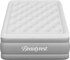 Beautyrest Skyrise Twin Size Air Mattress with Coil Beam Construction, Edge Support with External Pump and Puncture Resistant Vinyl for Guests and Camping