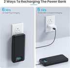 Portable Charger with Built-in AC Plug and Cables,13800mAh USB C Fast Charging Power Bank,Travel Essentials Portable Phone Charger Battery Pack for iPhone 17/16/15/14/13,Galaxy,Android-Graphite Black