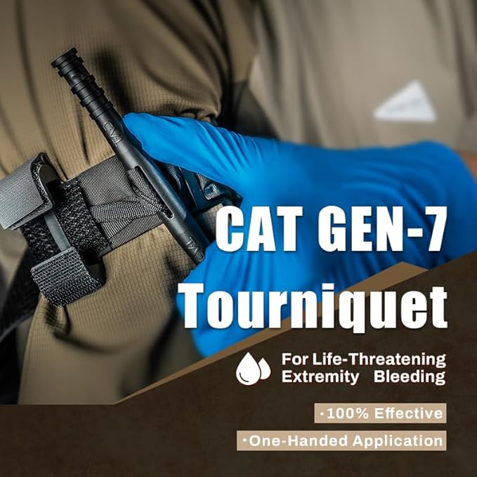 RHINO RESCUE IFAK Trauma Kit with C-A-T Tourniquet, Tactical First Aid Kit Molle Pouch for Military, Combat, Car, Camping, Hiking, Travel (Coyote Brown)