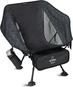 ATEPA UFO3.0 Backpacking Camping Chair, Ultralight Extra Wide Comfortable Folding Chairs 330lbs Heavy Duty Portable Hexagon Ergonomic Height Adjustable Seat with Anti-Sinking Feet for Hiking, Black