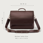 Nordweg Workday Briefcase NW053B – Full-Grain Leather Laptop Bag 15.6" – Office Shoulder Messenger for Work, Study, Travel