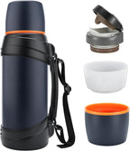 64oz/Half Gallon Large Coffee Thermoses for Travel - Insulated Water Jug Classic Vacuum Bottle with Plastic Cup - 2.0L Stainless Steel Vacuum Insulated Beverage Bottle for Hiking Fishing（Blue）