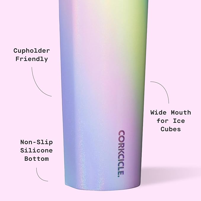 Corkcicle Sport Canteen - Keeps Drinks Cold 25 Hours - Stainless Steel Water Bottle - Triple-Insulated - Spill-Proof - Summer Drinkware Gift - Keeps Drinks Ice Cold - 20 oz - Rainbow Unicorn