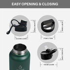 Wide Mouth Water Bottle with Straw Lid Dustproof, 24/32/40/64 Oz Hydro Vacuum Insulated Flask, Dishwasher Safe Stainless Steel Water bottle, Keep Cold 24 Hour/Hot 12 Hour-32 Oz Night Blue