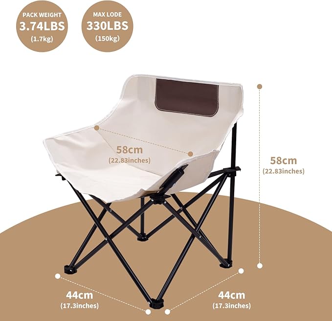 Portable Folding Chair for Sauna, Fast Folding Chair with Carry Bag and Side Pocket Chairs for Adults, Carry Chair for Camping, Tailgates, Beach, and Sports