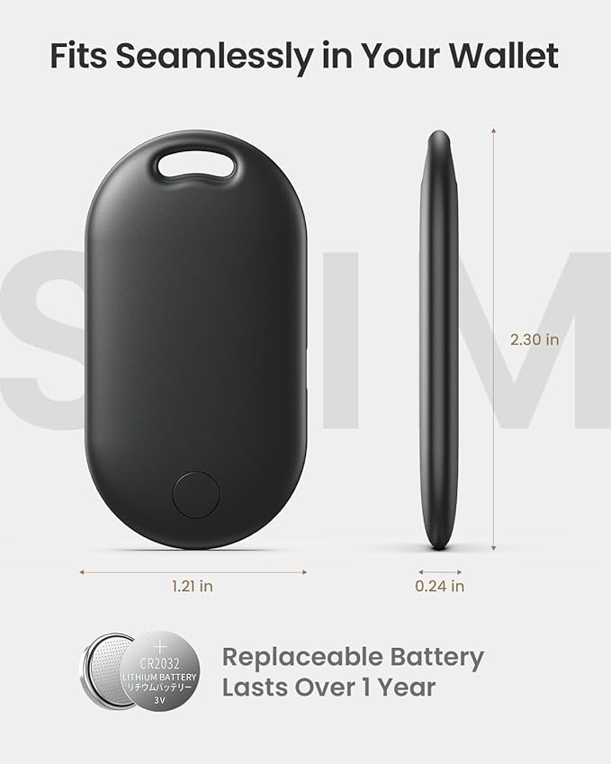Slim Air Tracker Tag Compatible with Apple Find My [Apple MFi Certified] Smart Tag with Replaceable Battery | Bluetooth Tag Find Your Keys, Wallet, Backpack & Luggage (iOS Only)